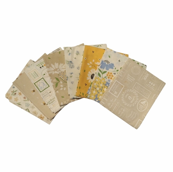 Vintage Riley Blake Yellow Blue Tan and White Floral Spring Retired Fabrics - Picture 2 of 10